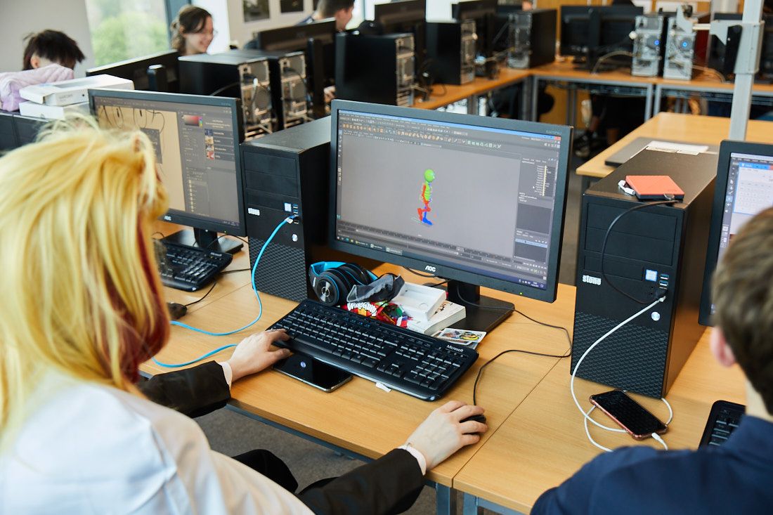 LCC Creative arts students creating walk cycle animations
