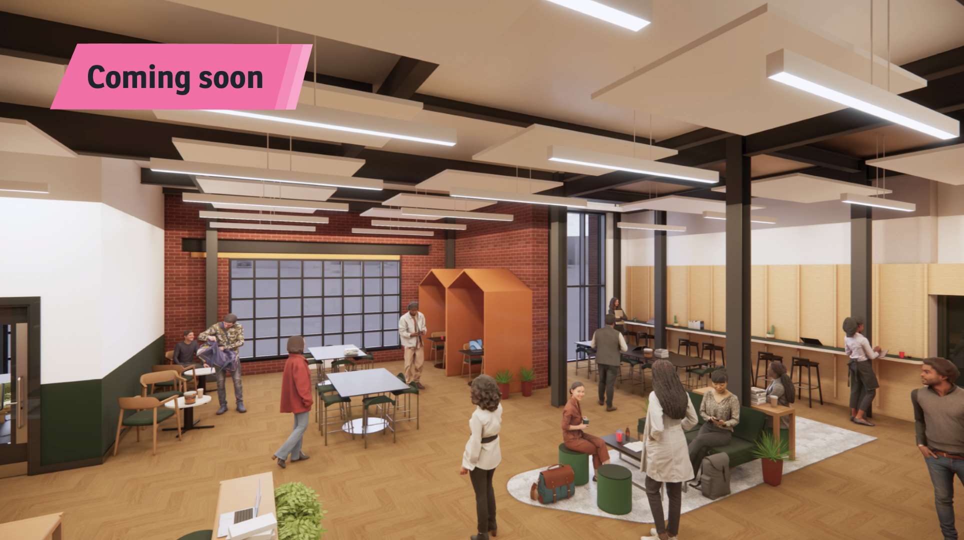 Interior 3D rendered image of what the office space of the new Mabgate building set to be finished in 2026