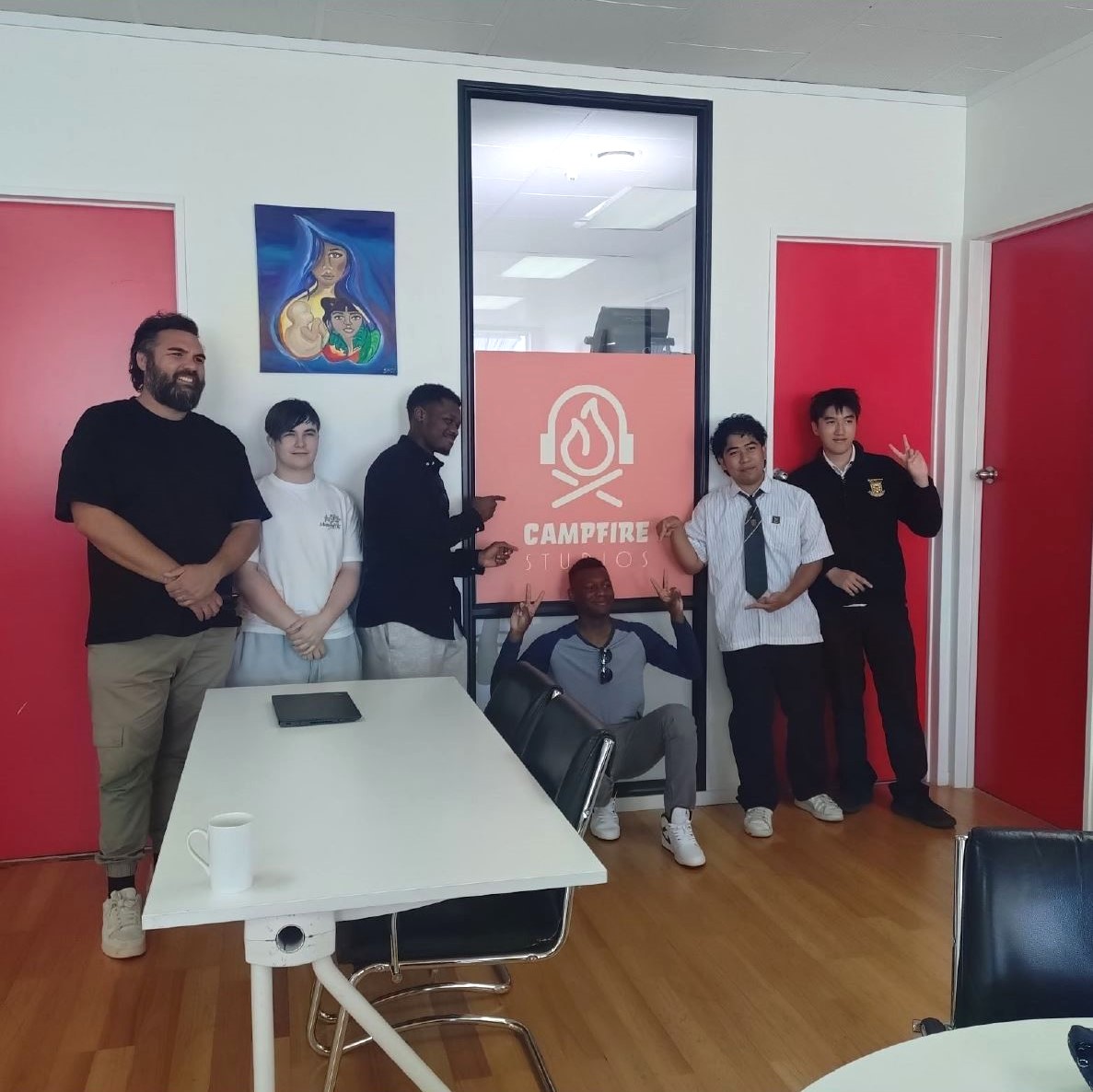 Digital and IT students from Leeds City College visiting Campfire Studios in Auckland, New Zealand